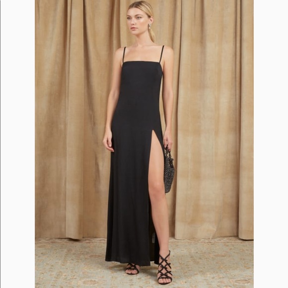 black straight neck maxi dress